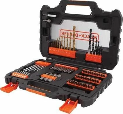 Set burgjish për shpim Black+Decker A7231, HSS TiN për metal/drurë/beton, 76 copë
