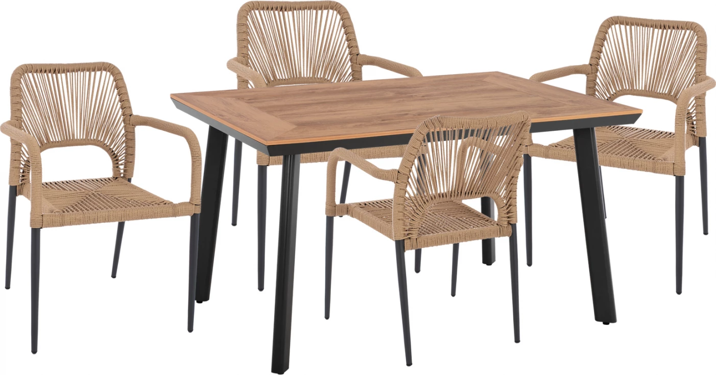 Set për darkë 5 pjesë, tavolinë 120x80 dhe karrige me litar FH11535.02