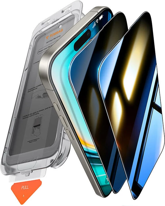 Xham mbrojtës Torras Install Master Privacy për iPhone 16 Plus, Privacy Glass