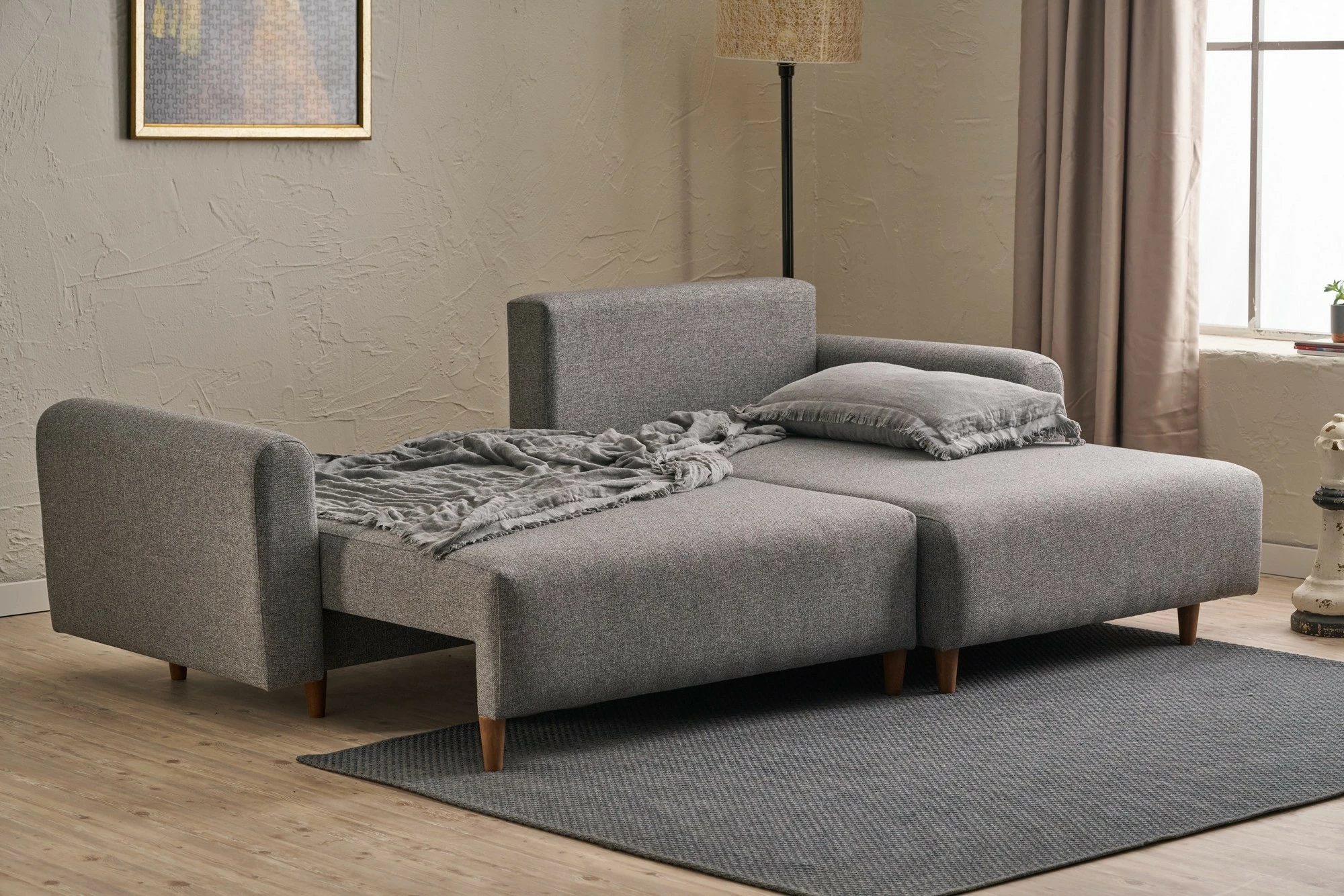 Kënd-sofë krevati Atelier del Sofa, kënd djathtas, ngjyrë gri