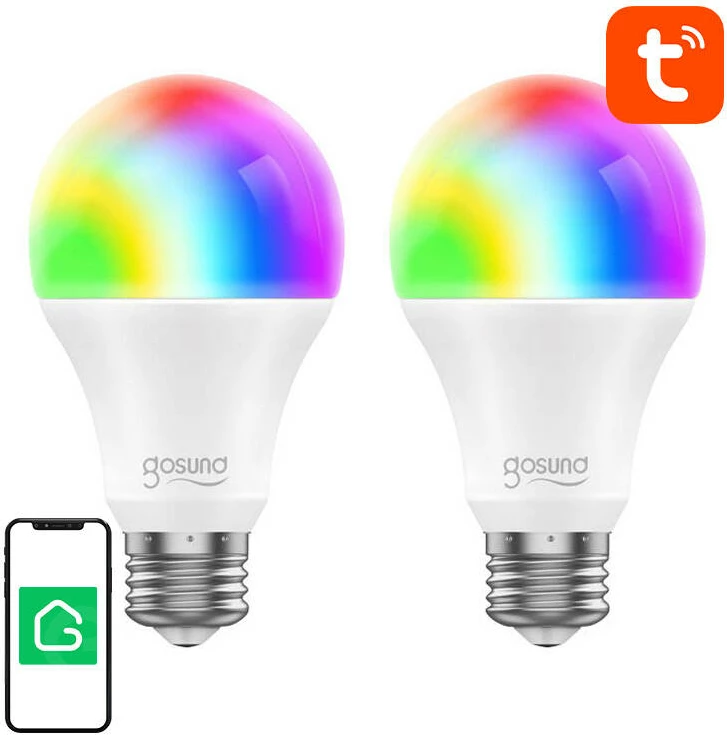 Llambë e mençur LED Gosund WB4, E27, 800 lumen, RGB, Wi-Fi, 2 copë