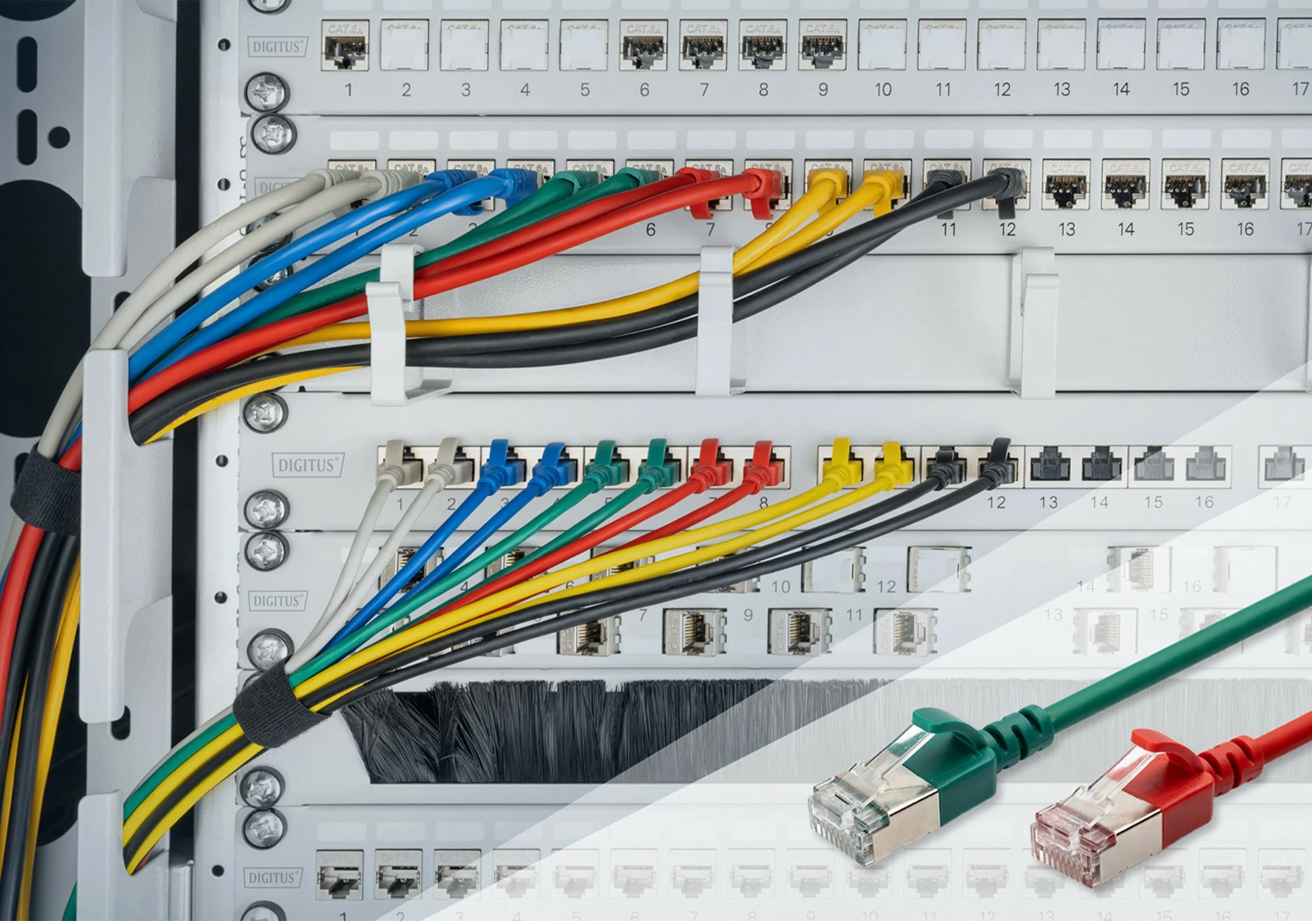 Kabllo rrjeti Digitus Cat6a F/FTP Slim 0.5m, RJ-45, e zezë