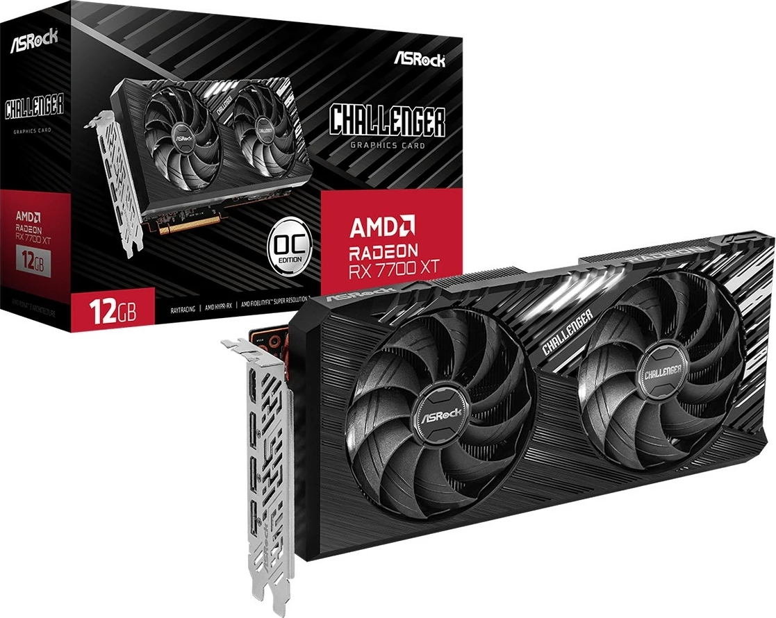 Kartelë grafike ASRock Challenger Radeon RX 7700 XT, 12 GB, GDDR6, PCI Express x16 4.0, e zezë