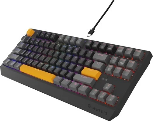 Tastierë mekanike Genesis Thor 230, TKL, RGB pozitiv Outemu Red, ngjyrë gri