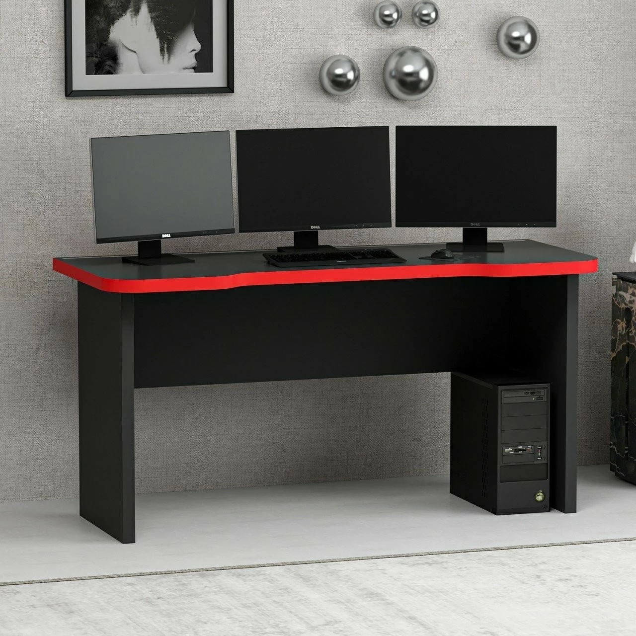 Tavolinë gaming Skye Decor, Phoenix 1, e zezë, e kuqe