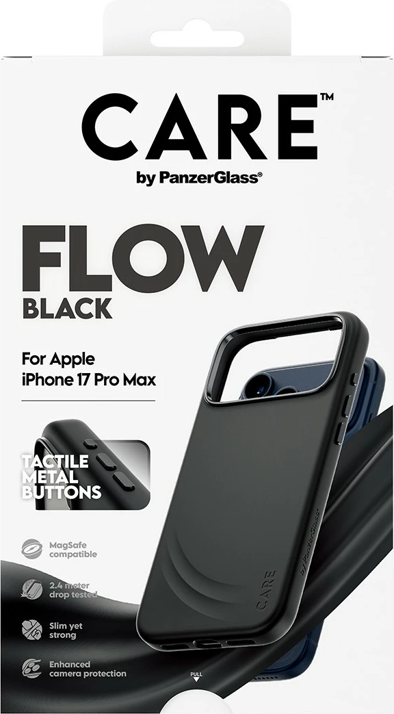 Mbështjellës PanzerGlass CARE Feature Flow me MagSafe për iPhone 17 Pro Max, zi