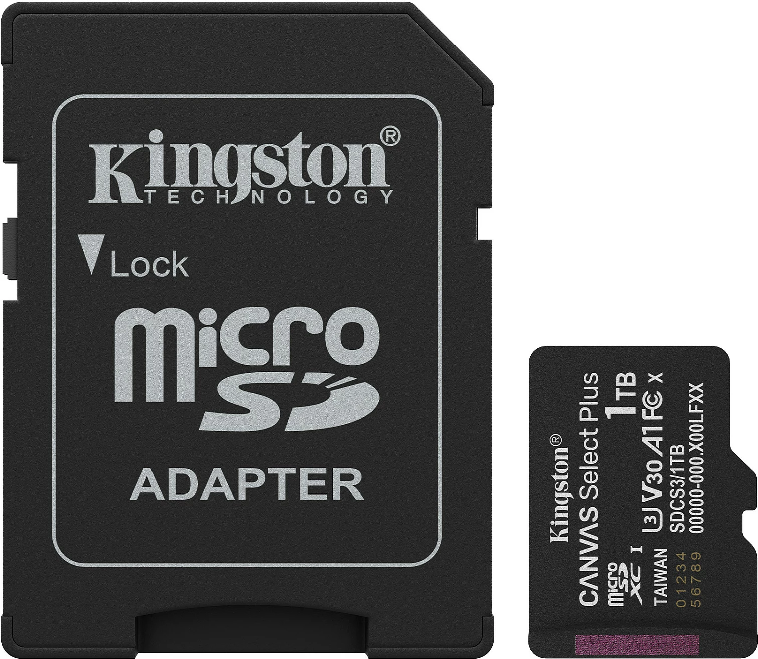 Kartelë microSDXC Kingston Canvas Select Plus Gen3 1TB me adapter, e zezë