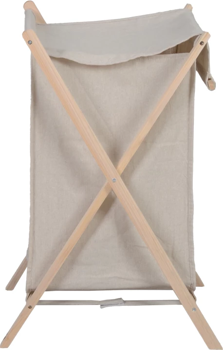 Shportë rrobash palosëse, dru bredhi, material bezhë, Lonerte, 43.5x41x64cm