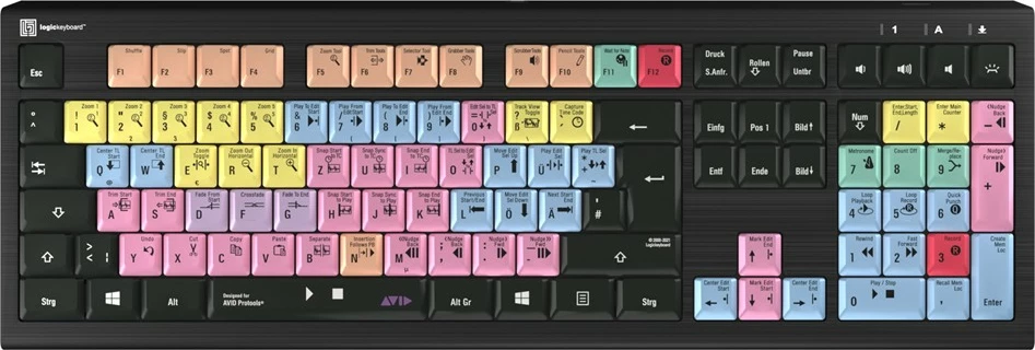 Tastierë LogicKeyboard Astra 2 DE për Pro Tools, PC, me taste shumëngjyrëshe