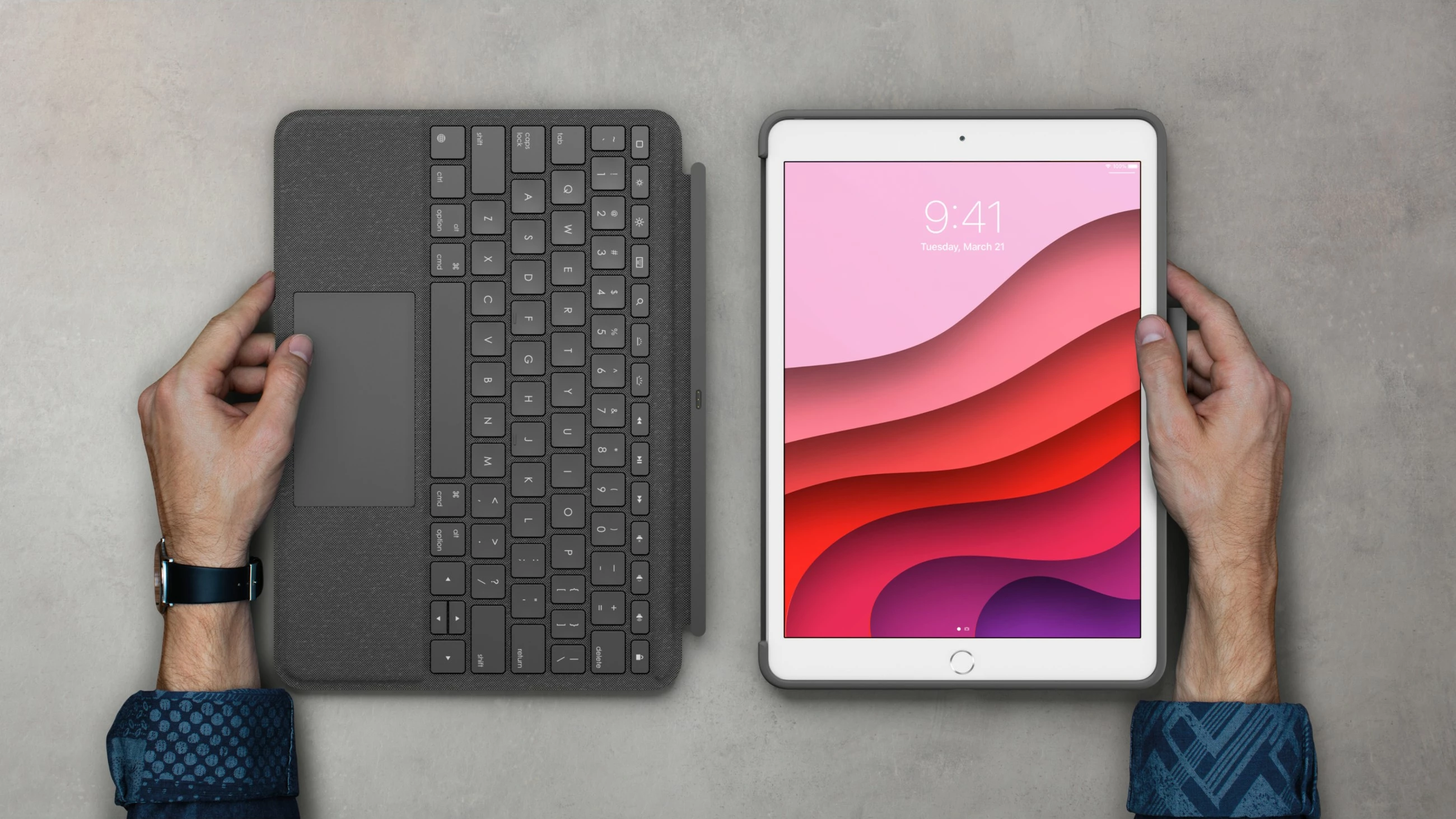 Tastierë me touchpad Logitech Combo Touch për iPad 7th gen, QWERTY italiane, grafit