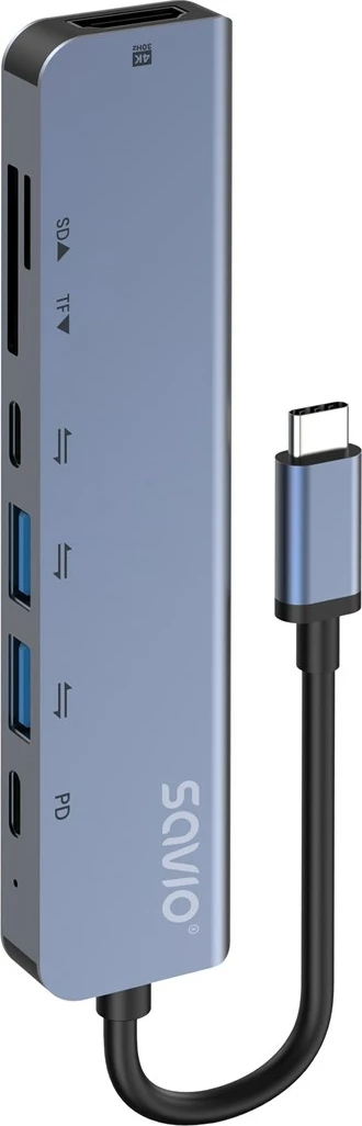 Hub USB-C Savio AK-82, 7 porte, 4K Ultra HD, i zi