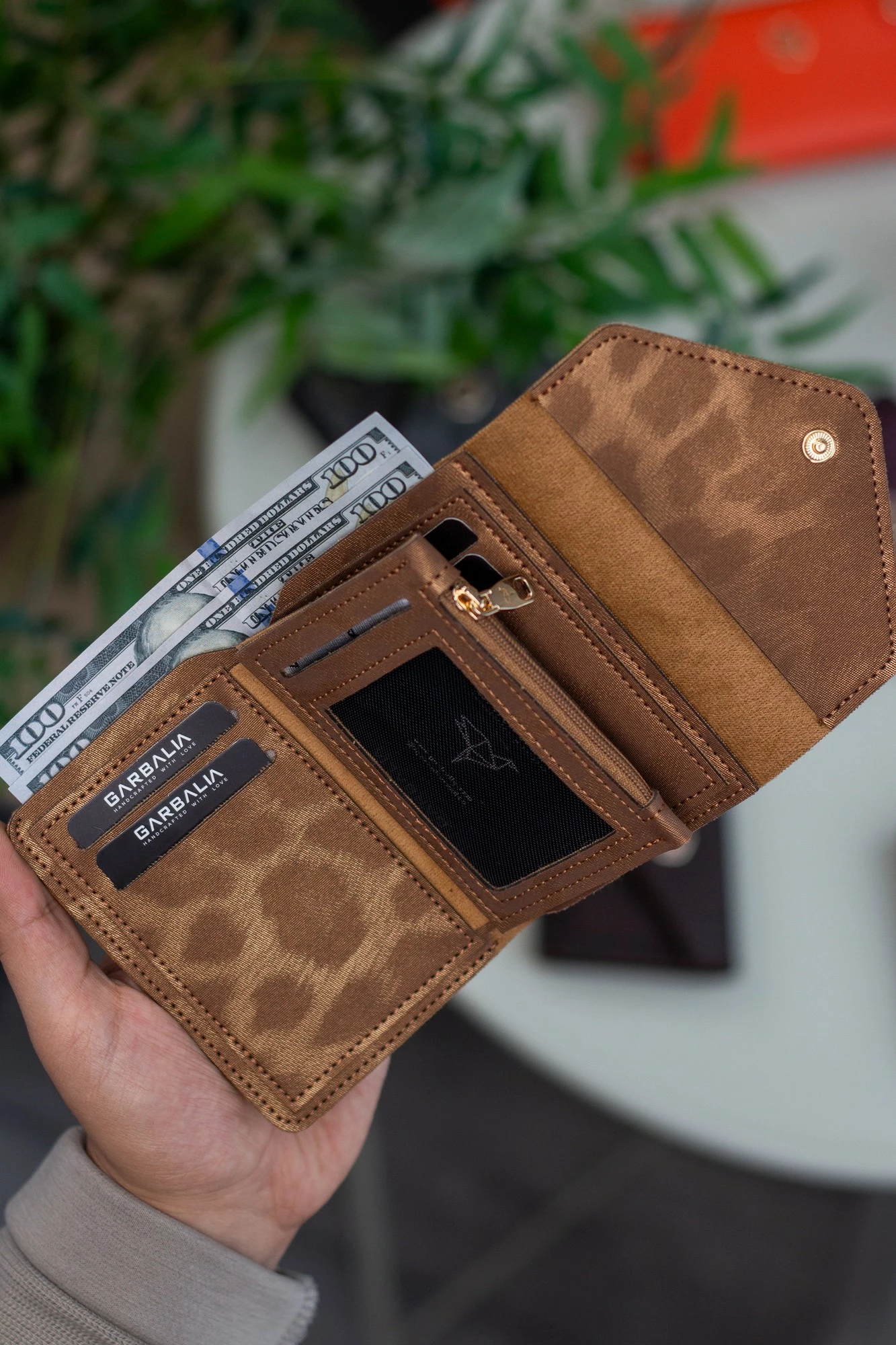 Portofol për gra, Zoozie Bags, ngjyrë ari, leopard