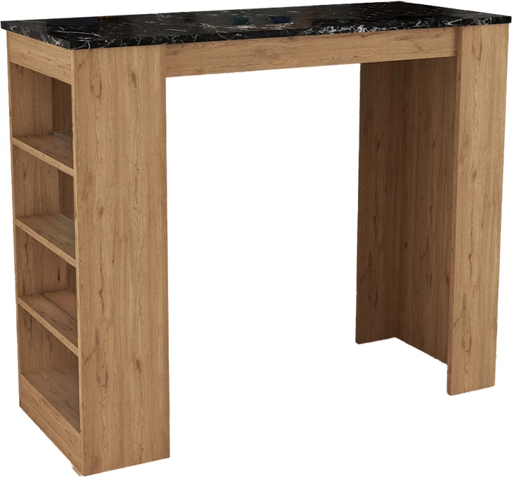 Tavolinë për bar Birma, ngjyrë lisi me pamje mermeri, 120x51.5x102cm