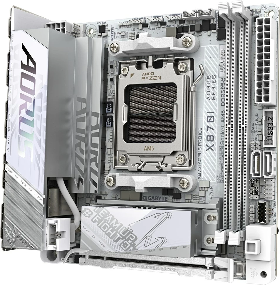 Pllakë amë Gigabyte X870I AORUS PRO ICE, Socket AM5, DDR5, Wi-Fi 7, Bardhë