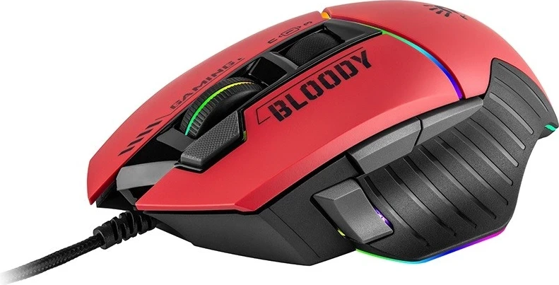 Mausi për lojëra A4tech Bloody W95Max, USB, me dritat RGB dhe ngjyrë të zeza-kuqe