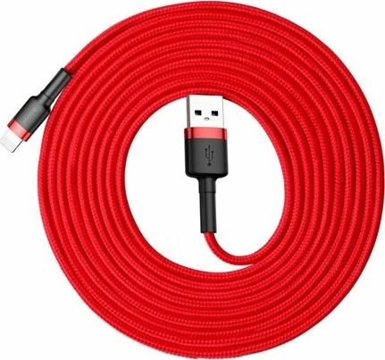 Kabllo USB-A në Lightning Baseus CALKLF-R09 3 m 2A USB 2.0 e thurur najloni, e kuqe