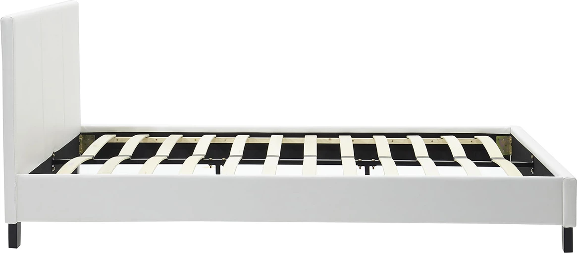 Krevat dopio Nevil, lëkurë PU e bardhë mat, 150x200