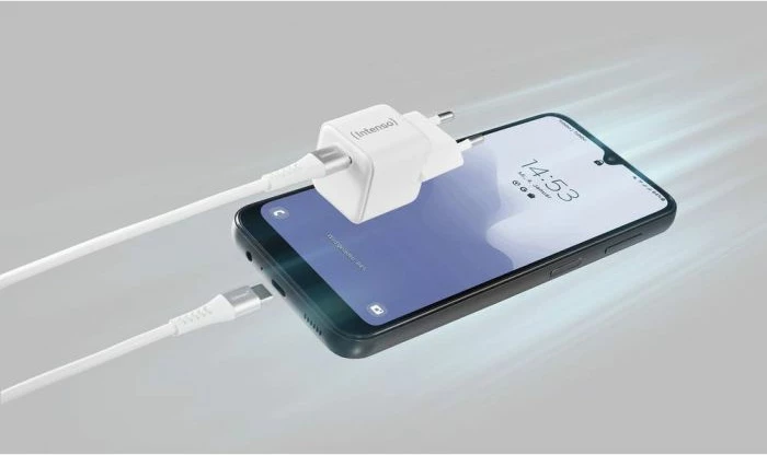 adapter karikimi GaN INTENSO W30C 30W USB-C + kabllo USB-C 60W 1.5m, e bardhë
