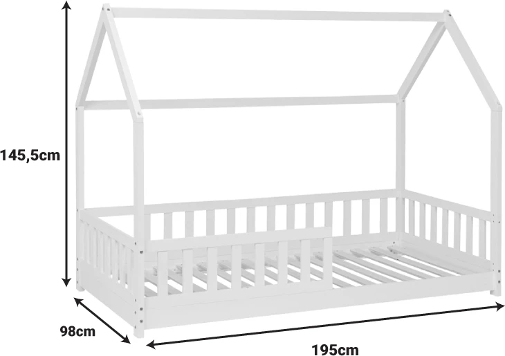 Krevat fëmijësh Sleepy dru pishe ngjyrë bardhë 90x190cm