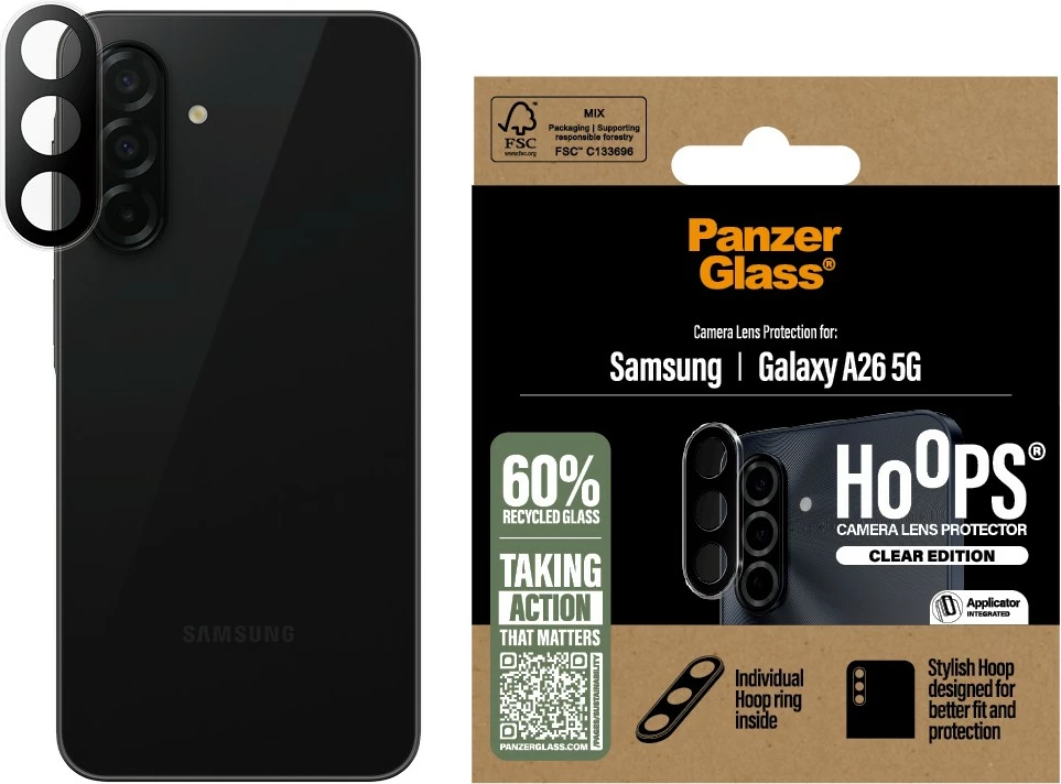 Mbështjellës xhami PanzerGlass Hoops për lentë Samsung Galaxy A26 5G, transparent