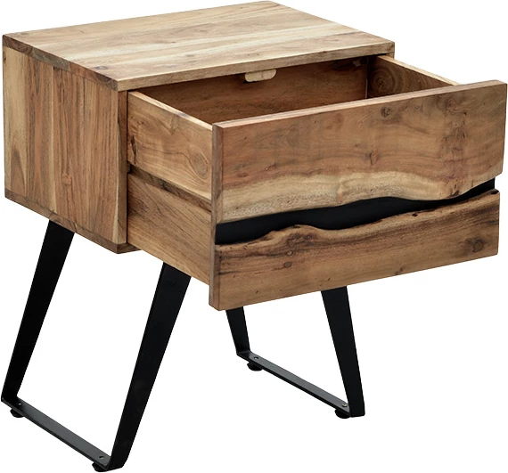 Komodinë nate Imena dru i fortë 4cm natyral-e zezë 45x35x56cm