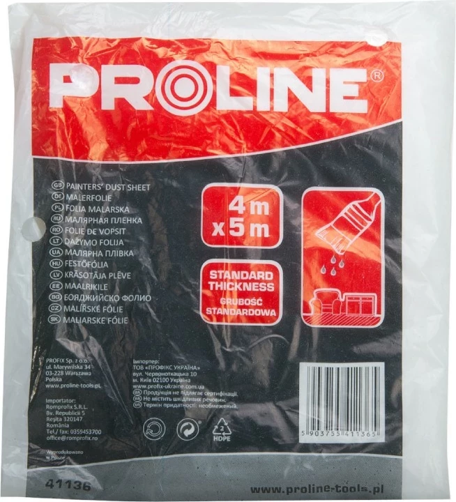 Folie mbrojtëse për lyerje PROLINE 41138 HDPE 4x5 m 40 mikron