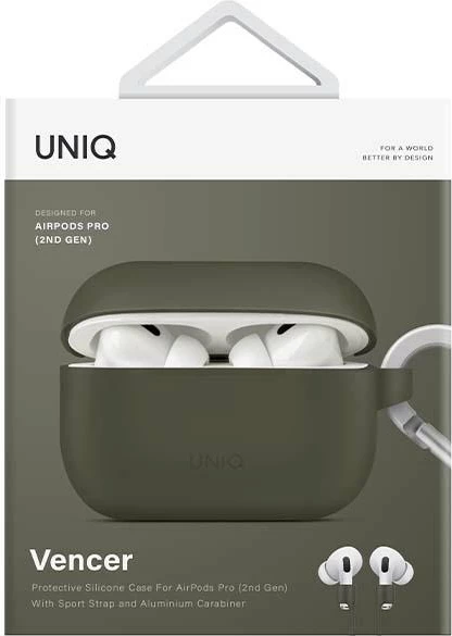 Mbështjellës UNIQ Vencer për AirPods Pro 2, me karabiner, e gjelbër