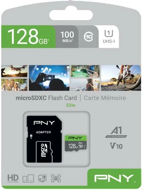 Kartë memorie microSDXC PNY Elite 128GB, Class 10, UHS-I, me adapter