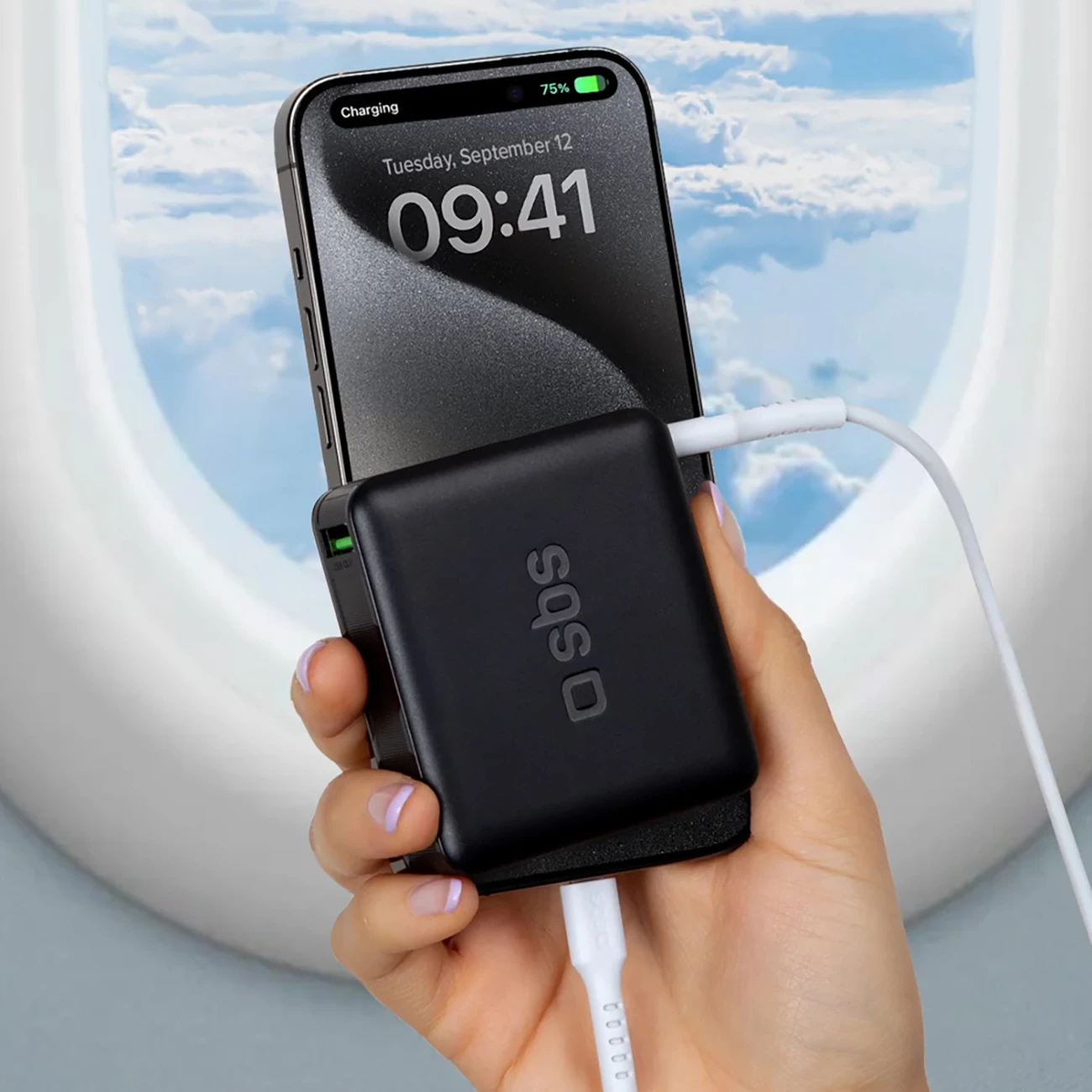 Powerbank SBS 20000mAh 65W PD AFC me USB-C/USB-A, e zezë