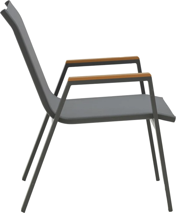 Tavolinë me karrige Nares-Azelie C set prej 5 copash alumini dhe tekstileni me dru natyral 140x80x72.5cm