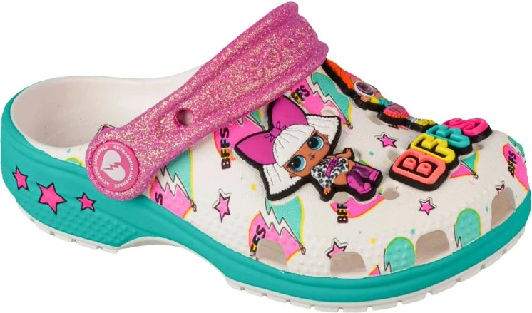 Papuqe Crocs për fëmijë, të bardha me ngjyra