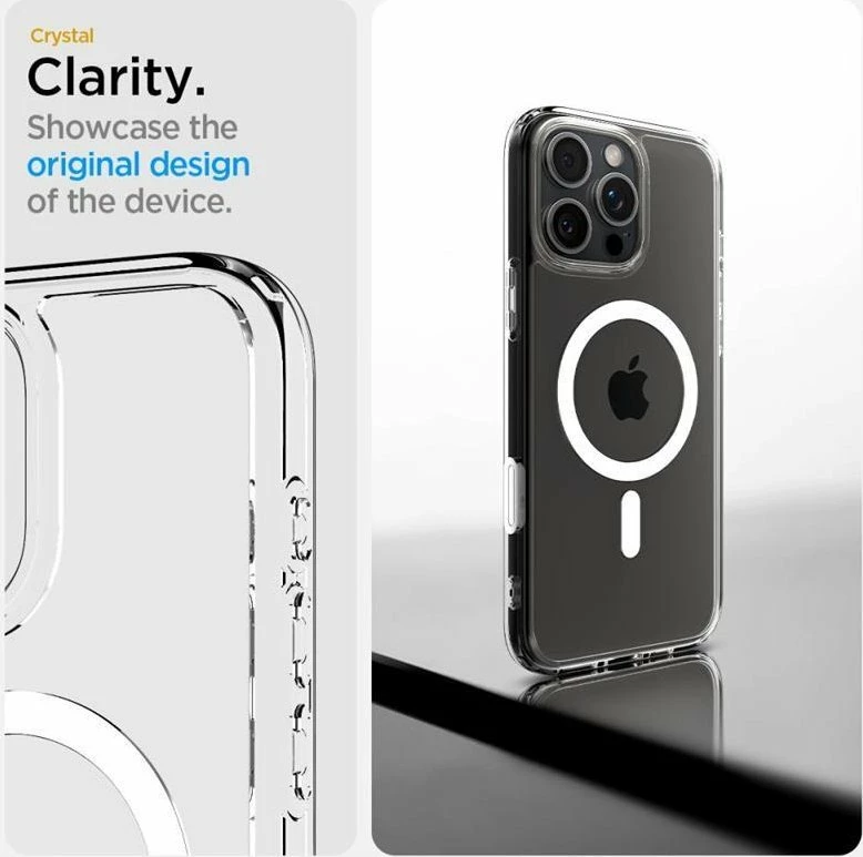 Mbështjellës Spigen Ultra Hybrid T Mag MagSafe për iPhone 16 Pro, TPU/PC, ring magnetik, i bardhë