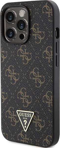 Mbështjellës Guess 4G Triangle Metal Logo për iPhone 14 Pro Max, i zi