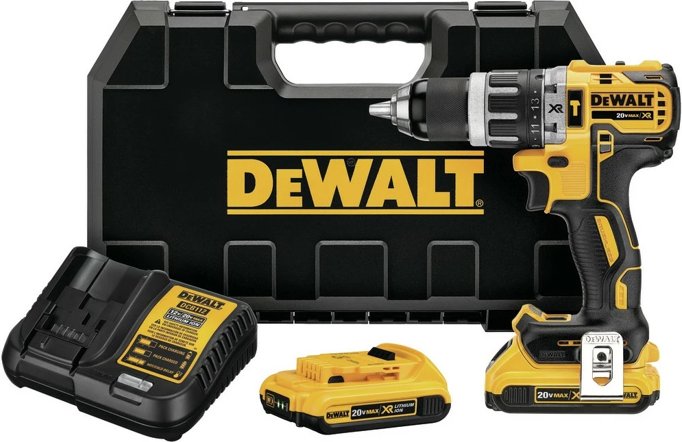 Shpuese me bateri DeWALT DCD796D2-QW, 18V XR Li-Ion, 2x bateri, valixhe, e verdhë/zezë