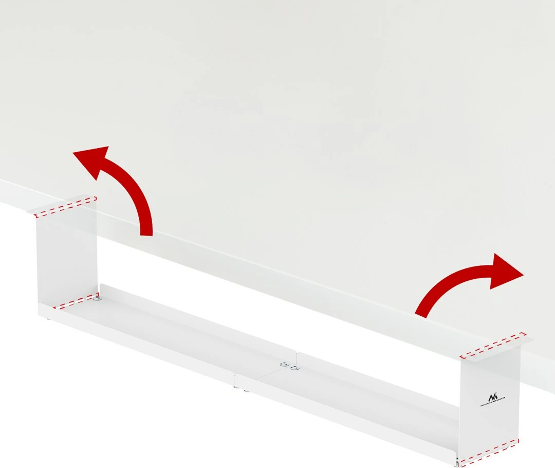 Organizues kabllosh nën tavolinë Maclean MC-107 W, çelik, i bardhë
