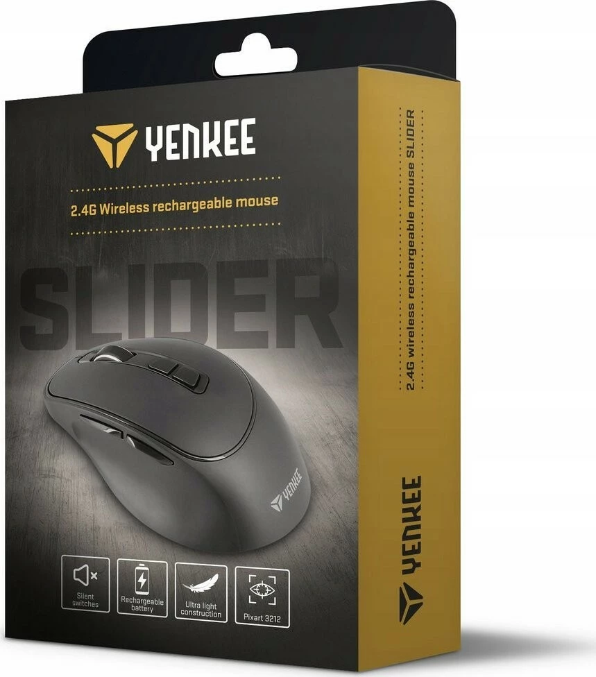Maus wireless YENKEE SLIDER YMS 2080GY, 2400 DPI, 6 butona, gri