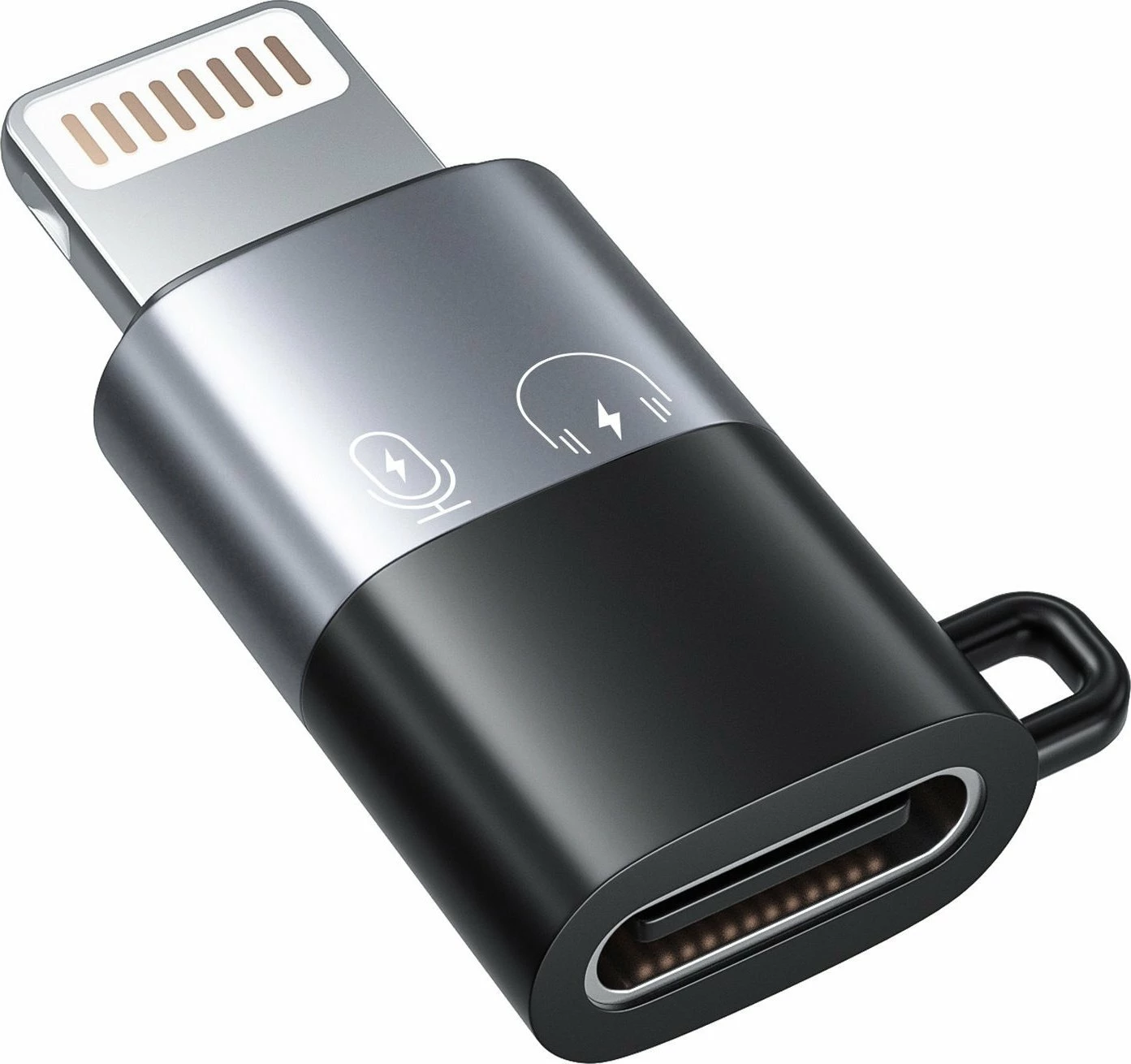 Adapter Mozos ASM-6 USB-C në Lightning, OTG, transfer dy-drejtimësh, alumin, i zi