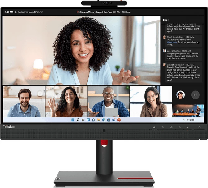 Monitor, Lenovo T24mv-30 23.8", kamerë e integruar, e zezë