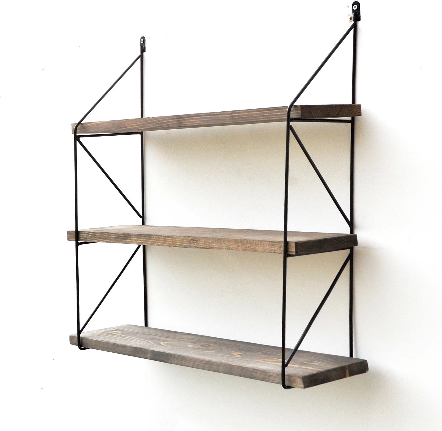 Raft dekorativ prej druri për mur, ngjyrë arre dhe e zezë, Hanah Home, Wr040