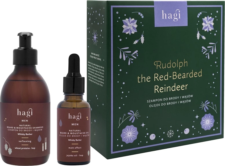 Set për mjekër dhe mustaqe Hagi Rudolph the Red-Bearded Reindeer për burra, 2 copë