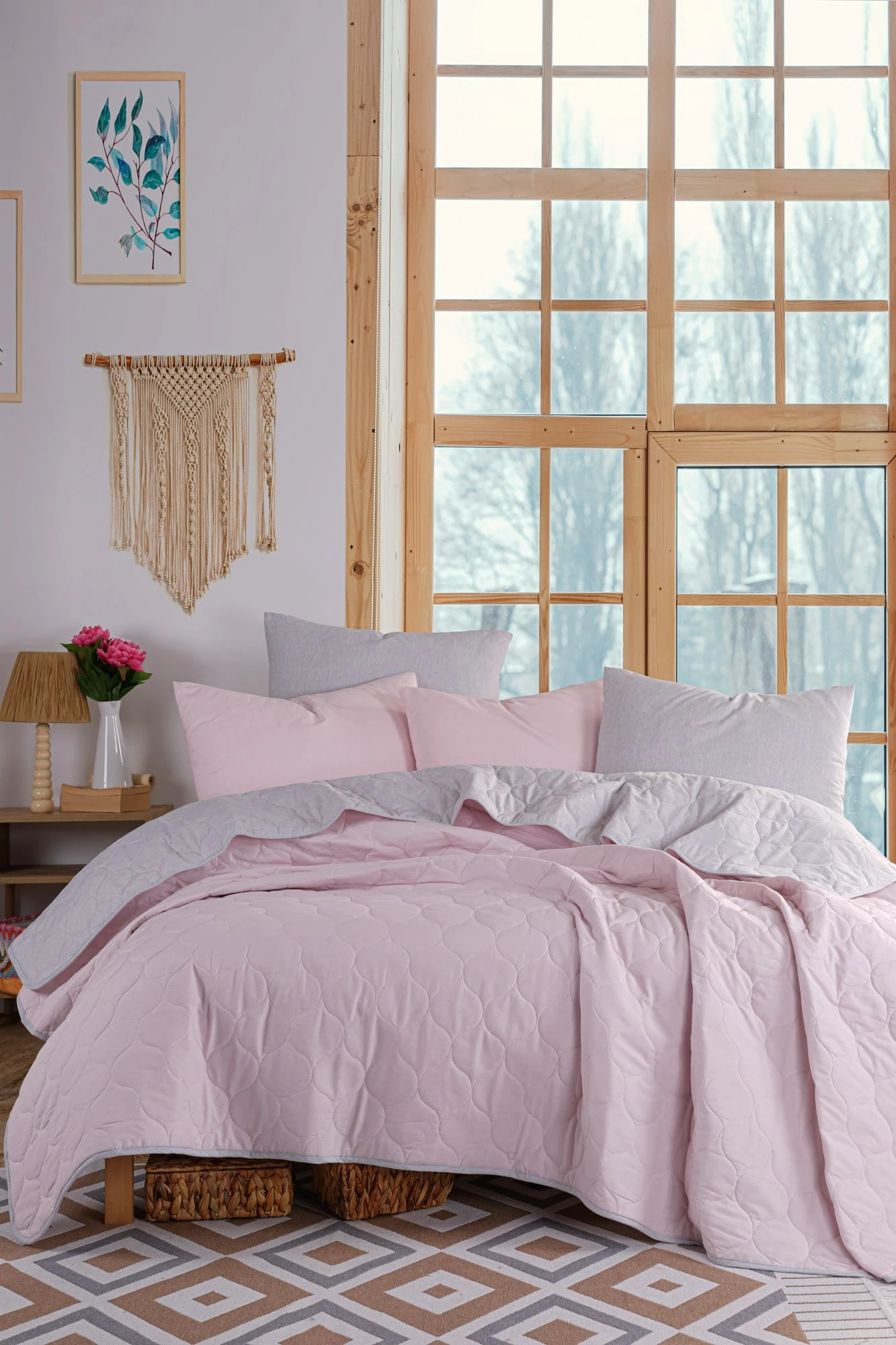 Jorgan i vetëm, ngjyrë pluhur dhe gri, L'essentiel