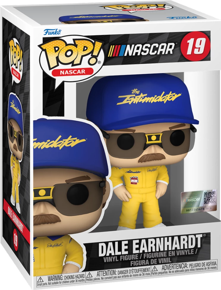Figurinë vinili Funko Pop! NASCAR Dale Earnhardt Sr. #19 (Wrangler), e verdhë/blu