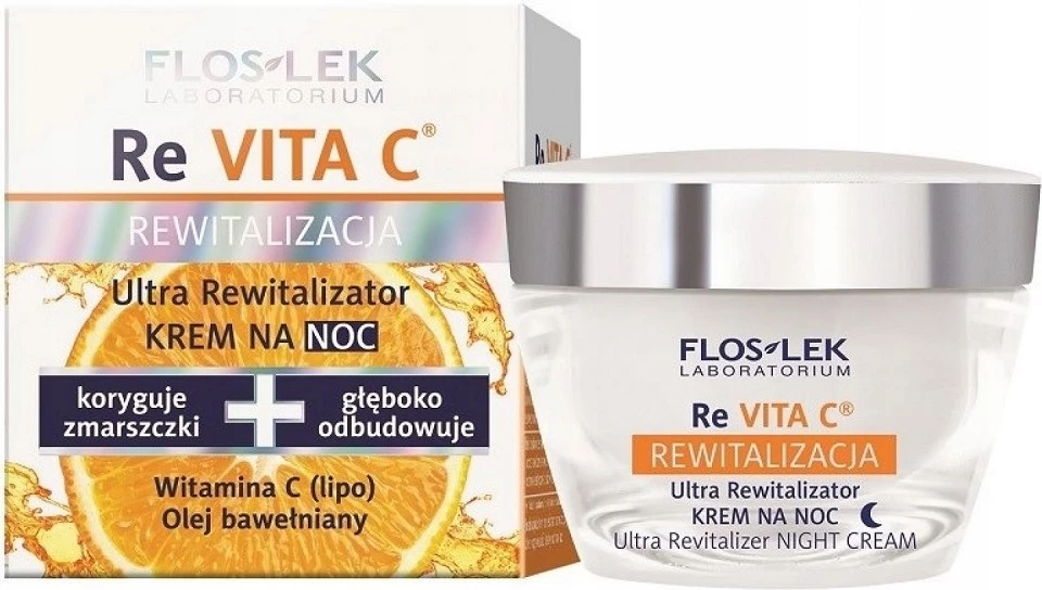 Krem nate për fytyrë për femra Floslek Re Vita C Ultra Revitalizing, 50ml