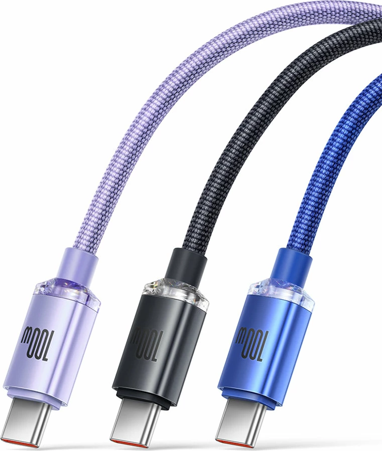 Kabllo Baseus Crystal Shine Series USB-A në USB-C, 1.2m, 100W, Vjollcë