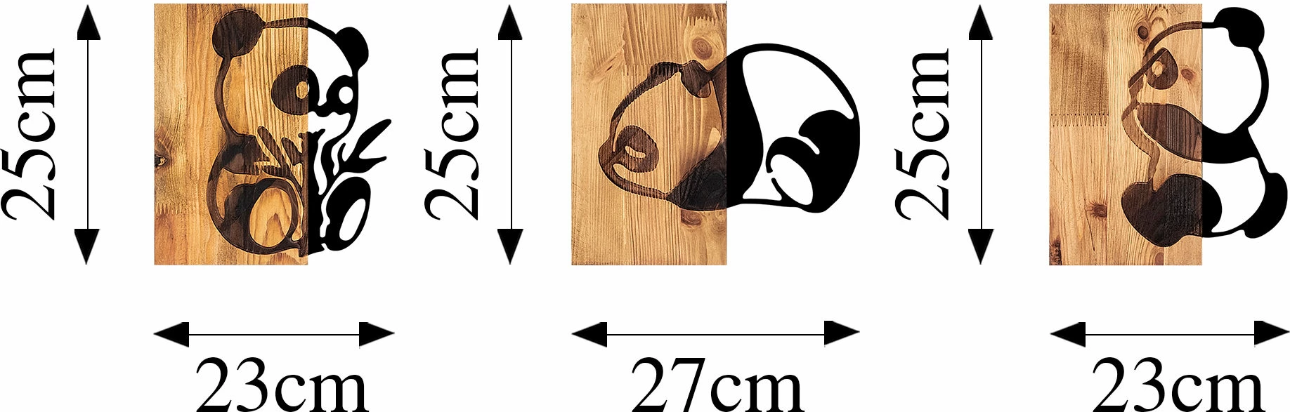 Aksesor dekorativ prej druri për mur, Wallity, panda, 335