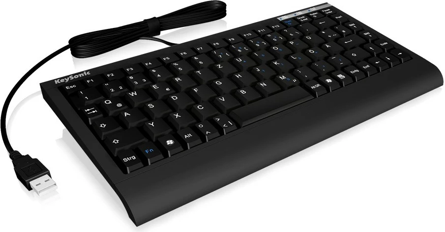 Tastierë mini KeySonic ACK-595C+, USB, membranë, QWERTY, e zezë