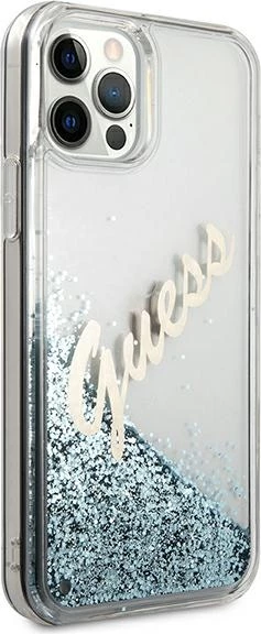 Mbështjellës Guess GUHCP12LGLVSBL për iPhone 12 Pro Max 6.7", Glitter, Blu