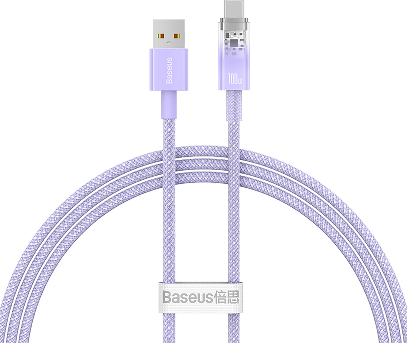 Kabllo Baseus Explorer USB-A në USB-C, 1m, 100W, Violet