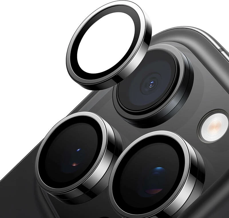 Xham mbrojtës kamerë Torras Lensguard për iPhone 16 Pro, 0.25mm, i zi