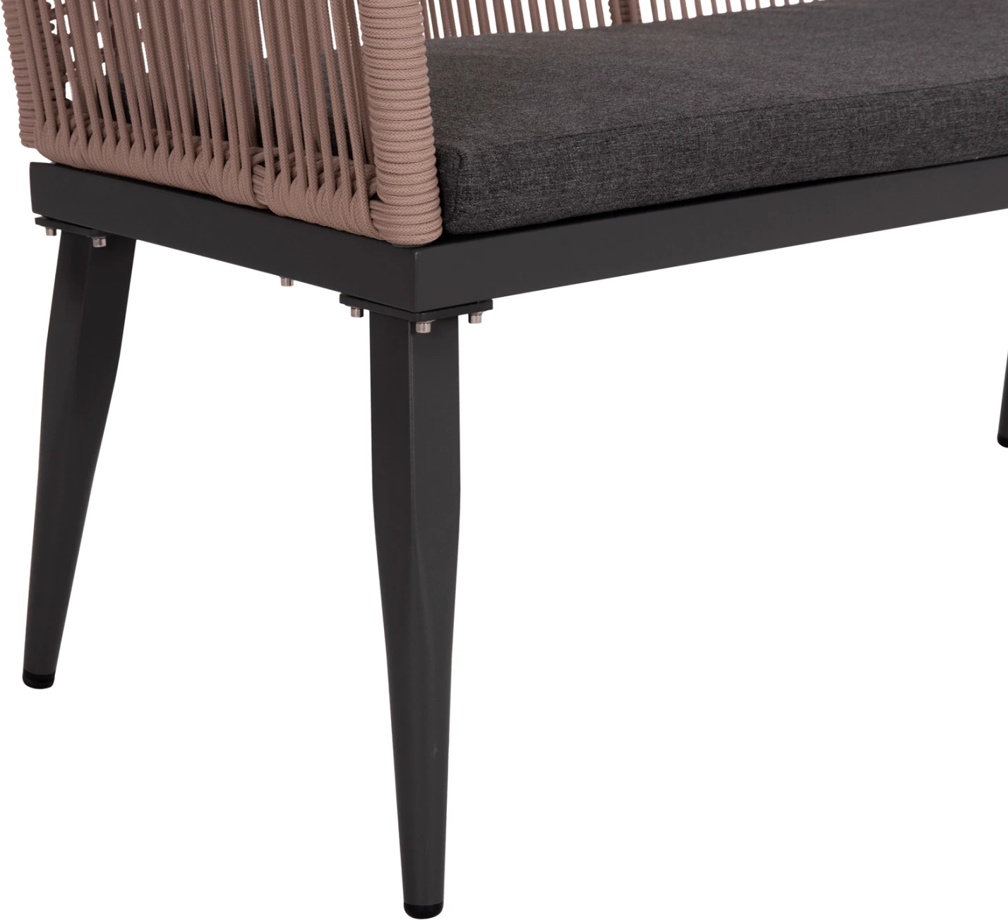 Divan për jashtë, 2 vende, alumin, ngjyrë antracit, litar Teslin bezhë, MYRTIA FH5550.12, 123x61x90cm